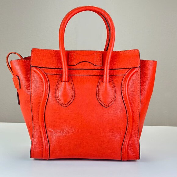Celine Orange Leather Tote Shoulder Bag - Picture 3 of 7